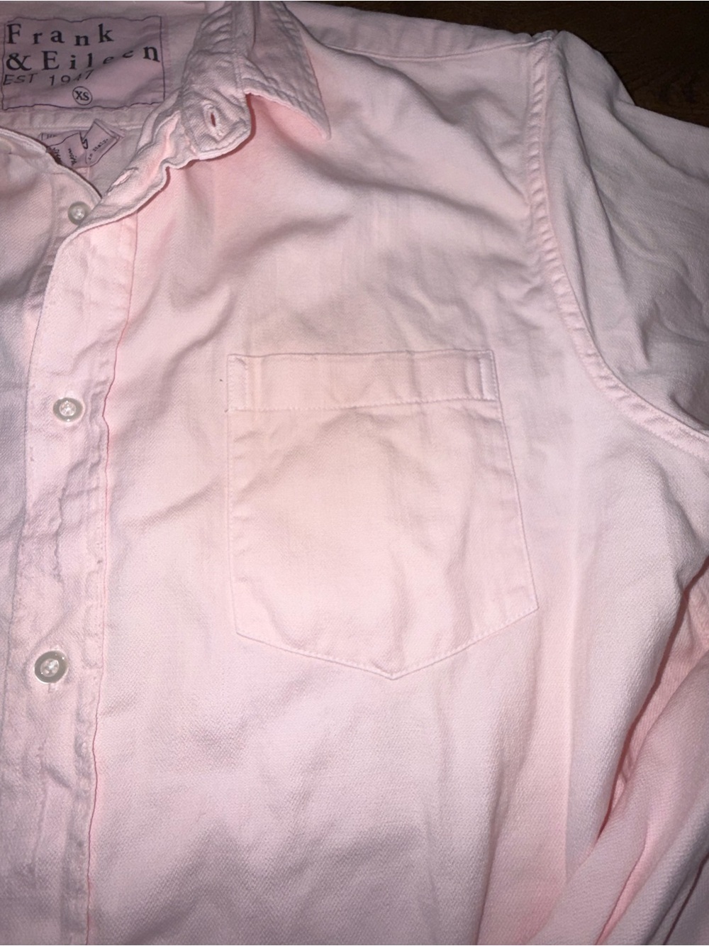 Frank & Eileen. Luke Oversized Distressed Button Down. Pink. Size XS. - Picture 8 of 12